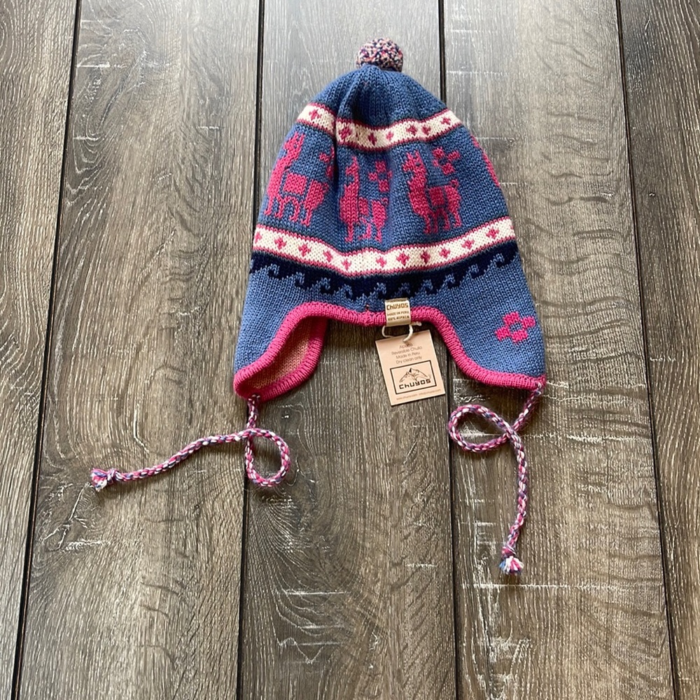 Chuyos 100% Peruvian Alpaca Pom-Pom Winter Alpaca Print Beanie Flawed